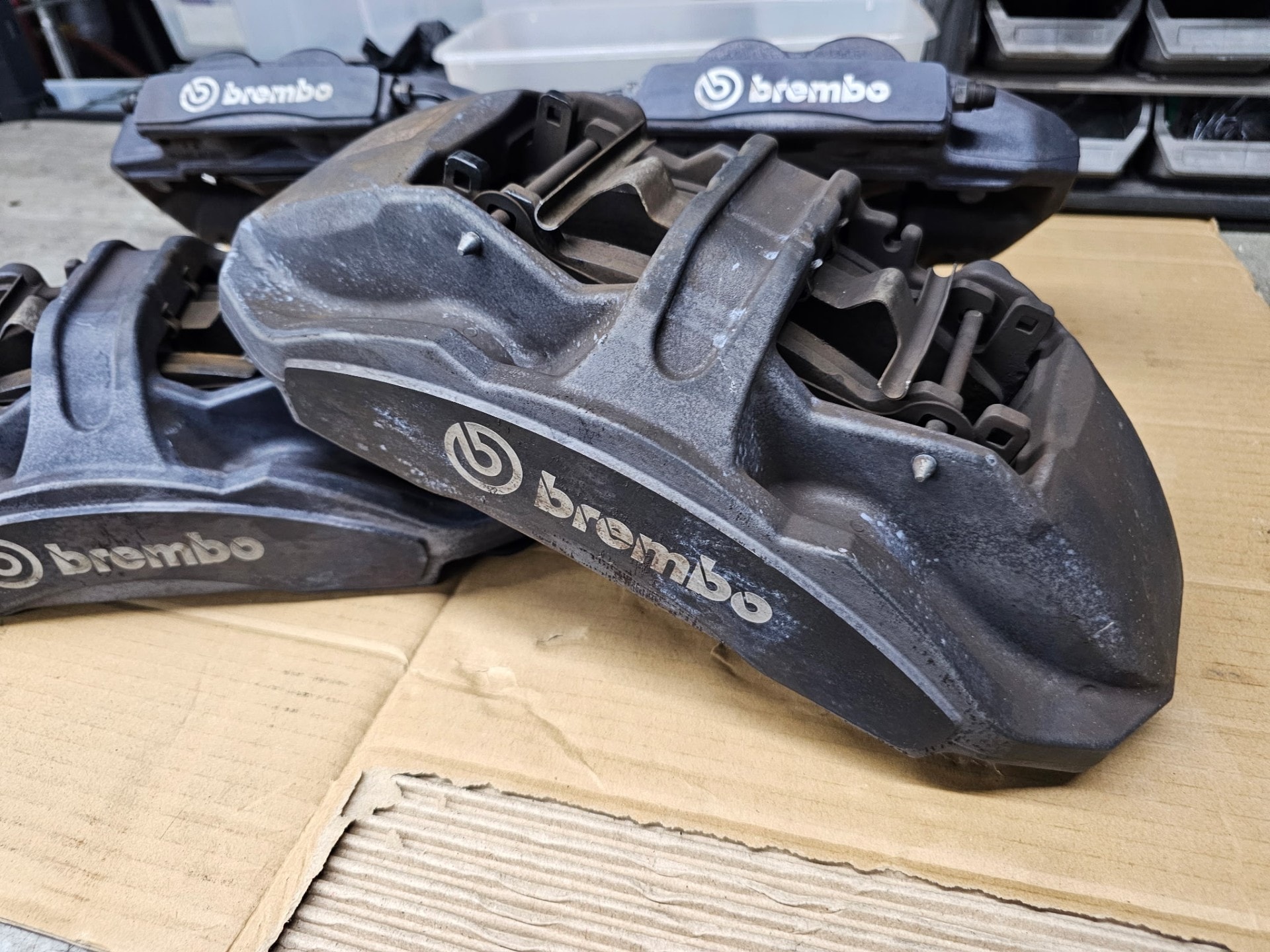 Rusty, corroded brake caliper before powder coating